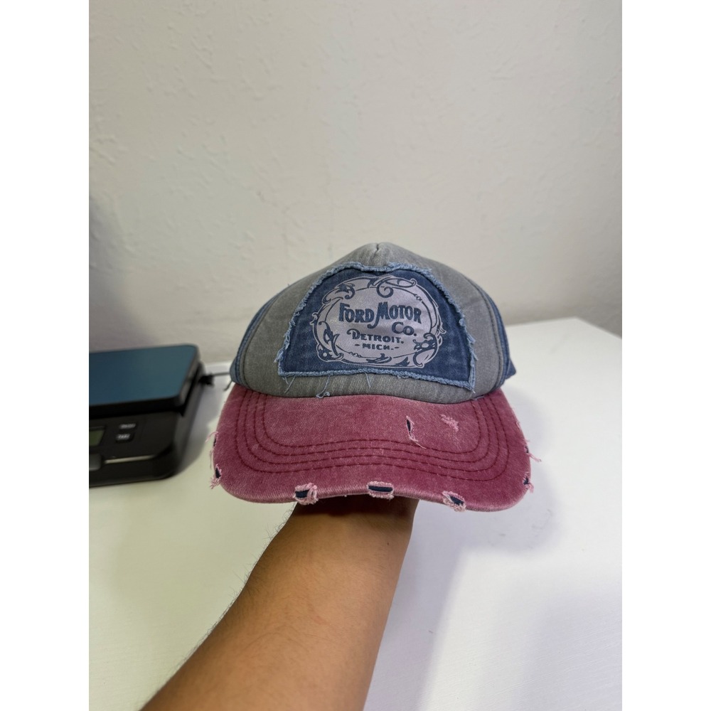 Ford Motor Co Detroit Michigan Fords Garage Distressed Hat Colorblock Cap